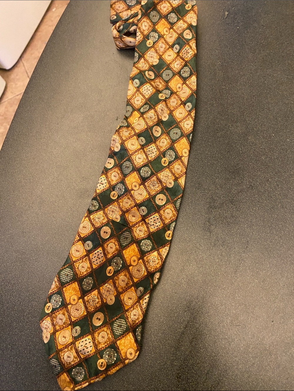 Keiselstein-Cord  Silk Tie . Button patchwork pattern
